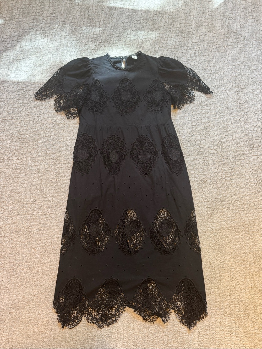 Tuckernuck Black Lace Midi Dress with Scalloped Hem